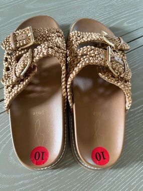 Joie Braided Buckle Slide Sandals in Tan - Size 10 NWOT